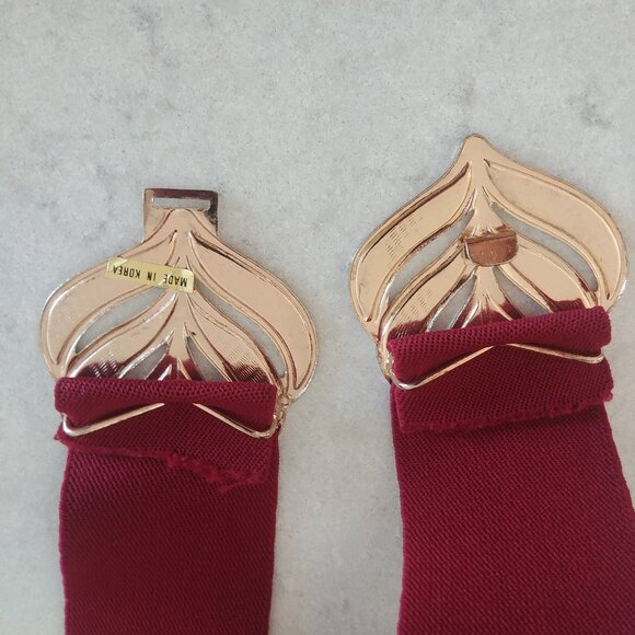 Vintage made in Korea red gold clasp buckle belt stretch - Picture 8 of 12